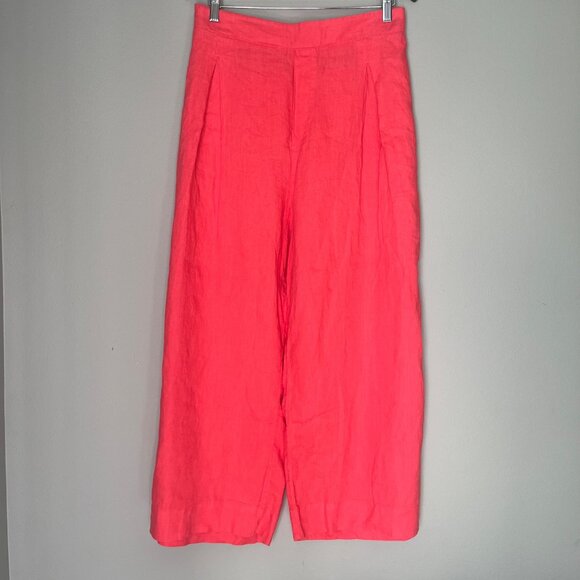 Athleta Linen Wide Leg Crop Pants Size 22 Beachy Lightweight Airy Vacation - Picture 2 of 5